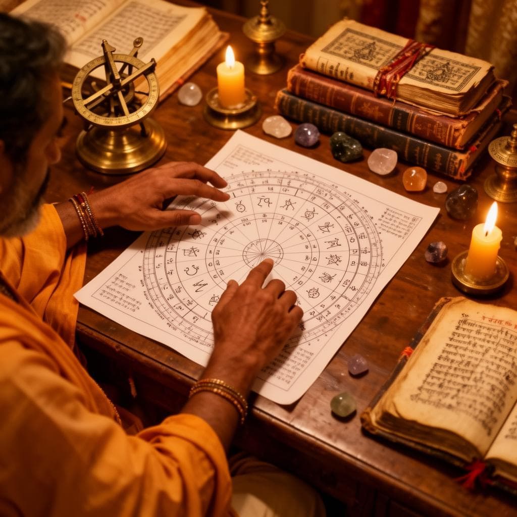 Traditional Indian spiritual and astrology setting